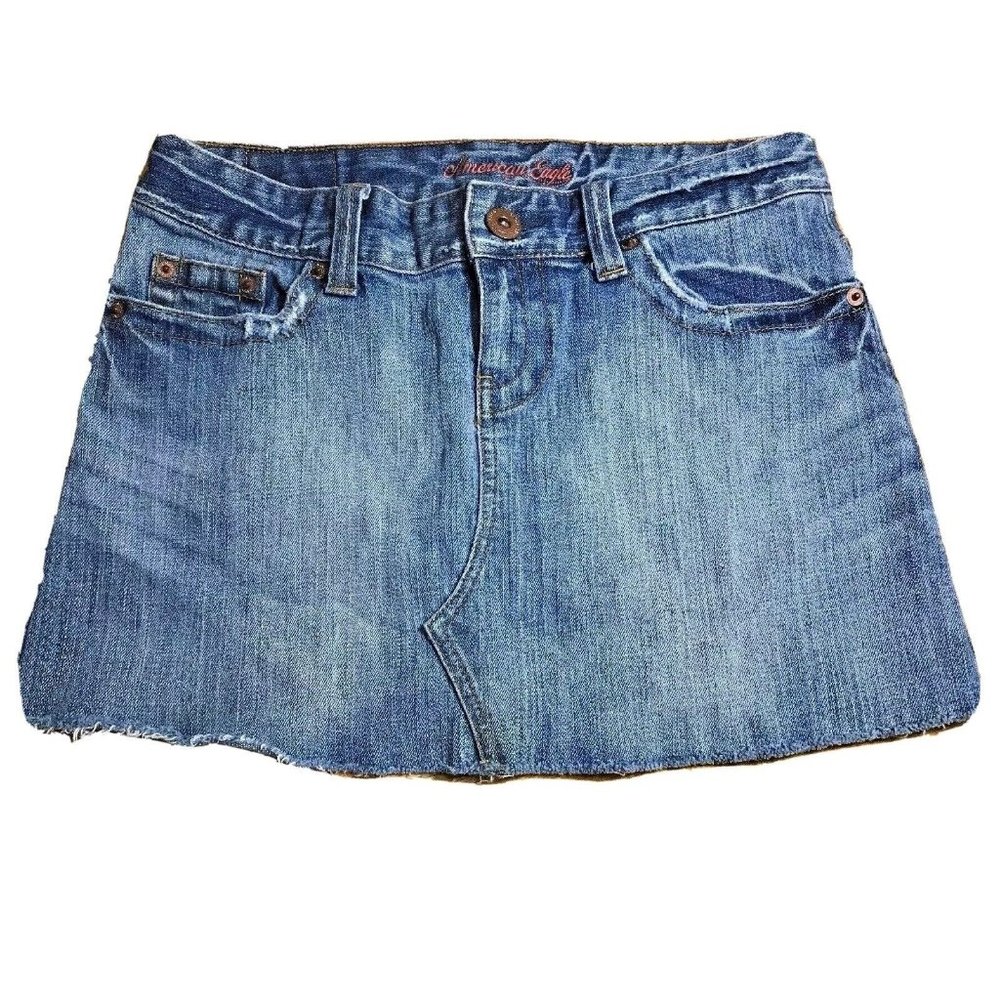 American Eagle Distressed Cut-off Short Jean Skirt Junior Women's Size 2 